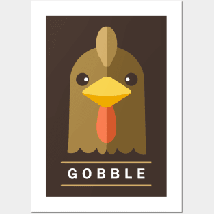 Minimalist Thanksgiving Turkey Face Posters and Art